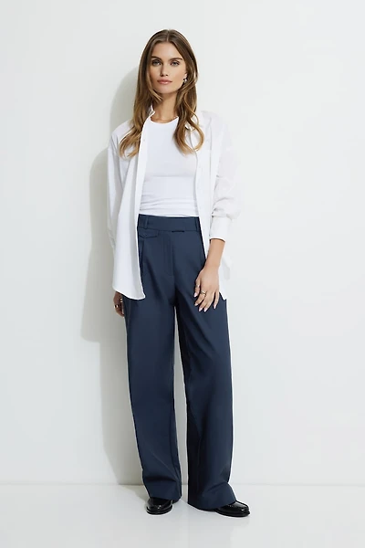 Pleated Straight Leg Pants