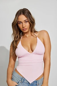 Haut style mouchoir à col licou plongeant