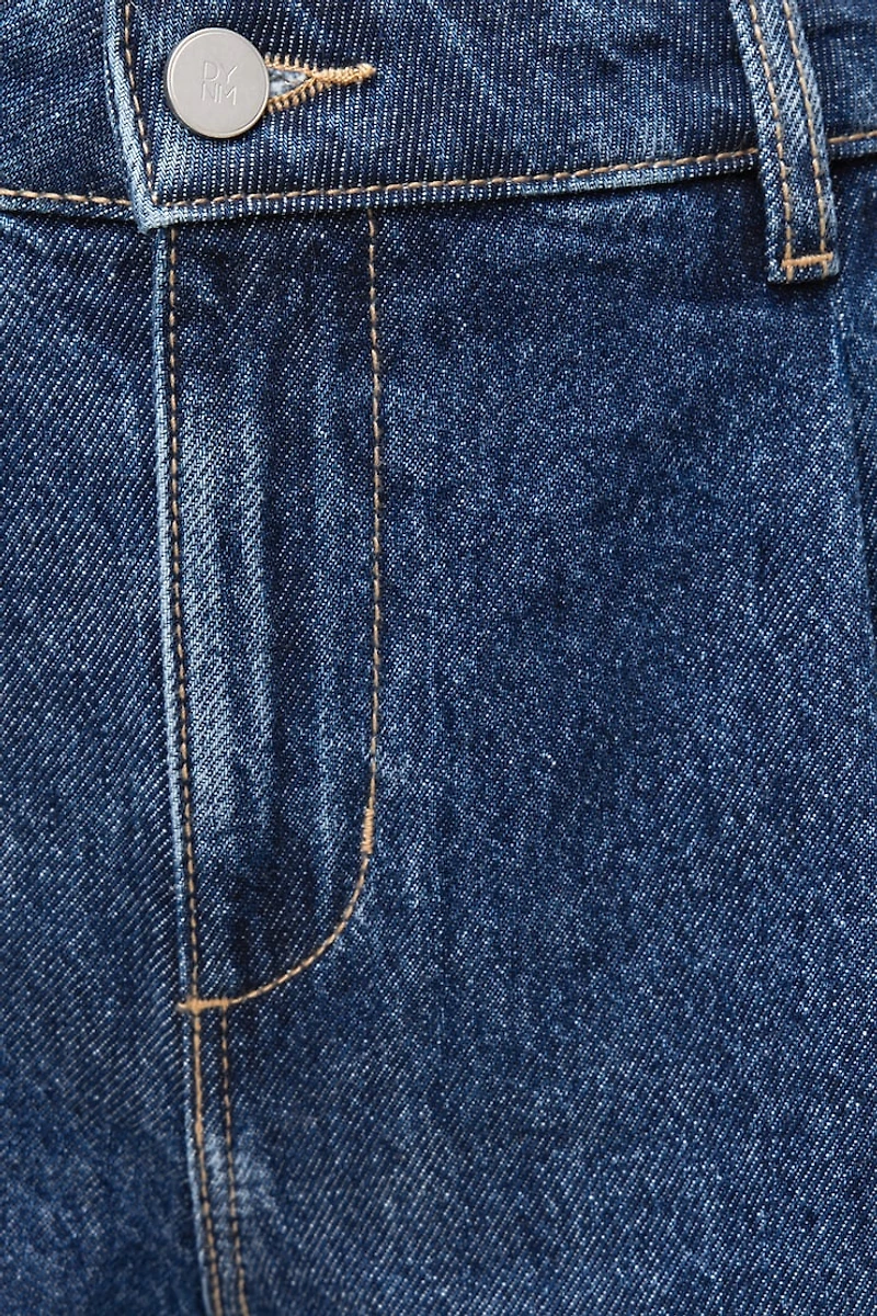 Short plissé en denim à taille haute Eliana