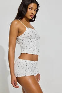 Pointelle Lettuce Edge Cami Top