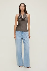 Camila Satin Cowl Halter Neck Blouse