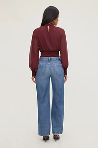 Mock Neck Chiffon Blouse