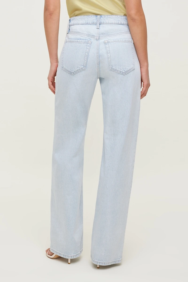 Jean Heidi à taille haute et jambe large