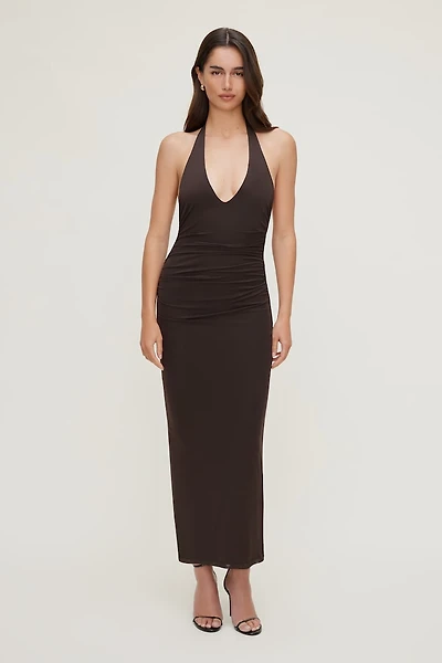 Reia Halter Mesh Maxi Dress