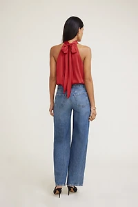 Paloma Bubble Satin Halter Blouse