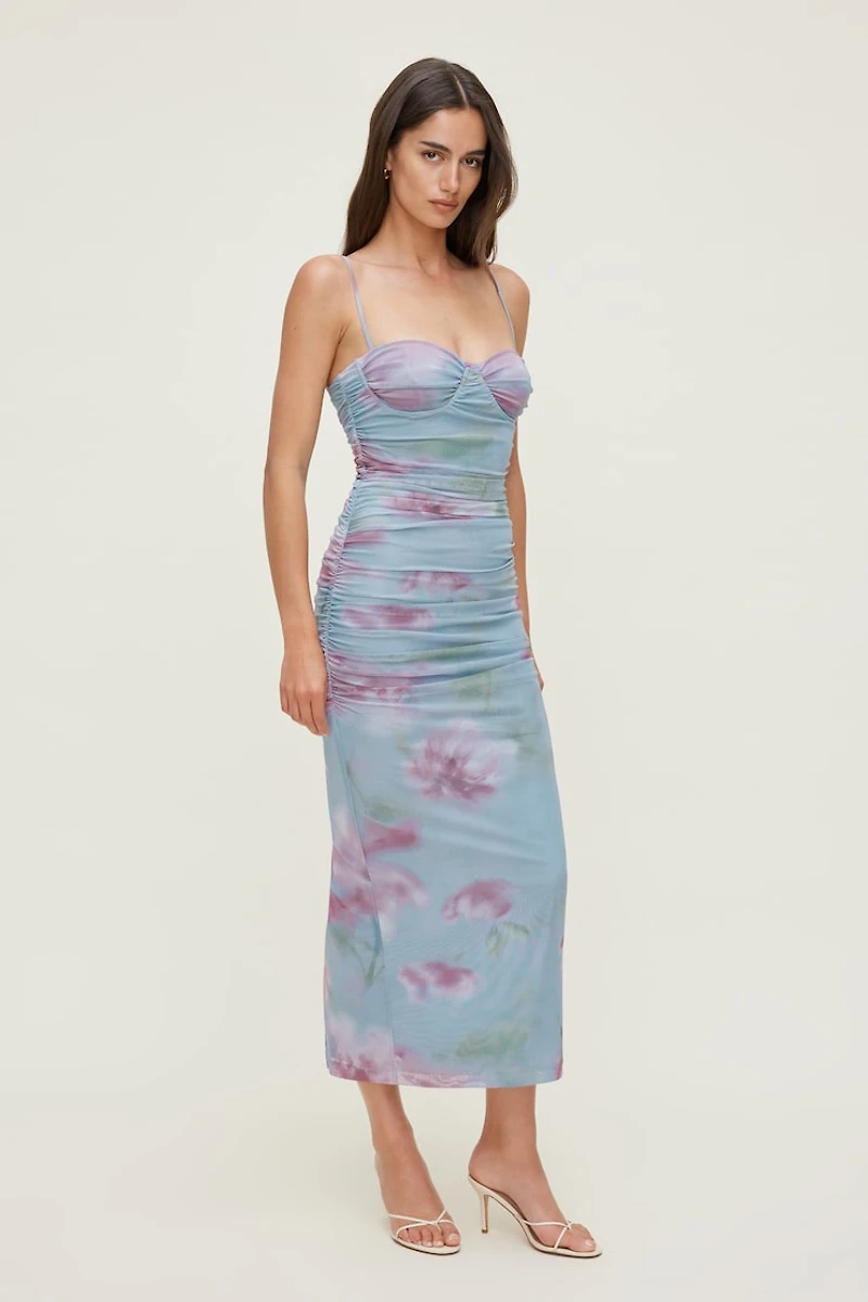 Robe maxi froncée en maille Mona