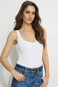 Ribbed Scoop Neck Bodysuit