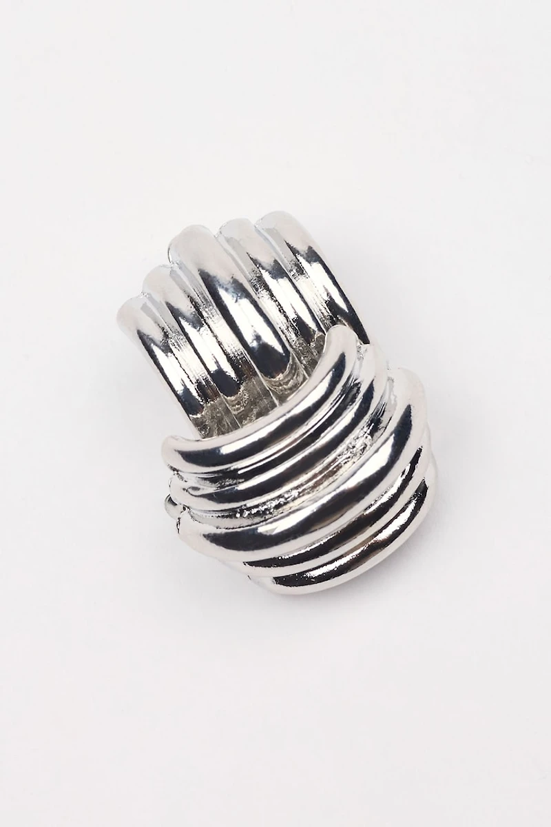 Lined Curve Button Earrings