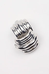 Lined Curve Button Earrings