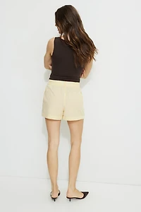 Short rayé en popeline avec cordon