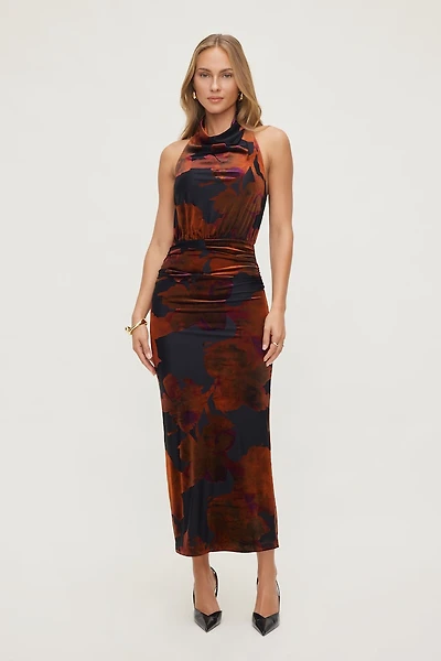 Burnout Halter Maxi Dress