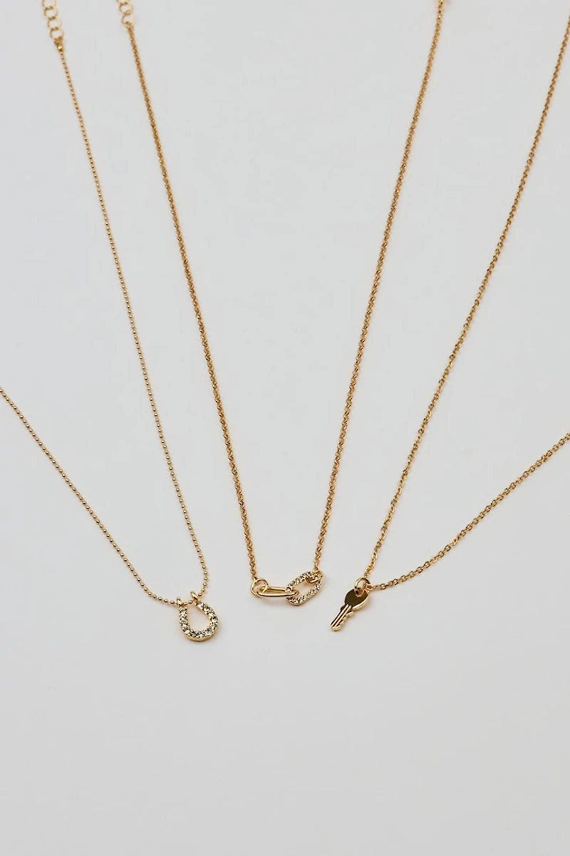 Set of 3 Key, Shoehorn & Link Necklaces