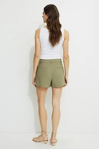 Pleated Twill Shorts