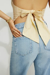 Open Back Poplin Halter Top