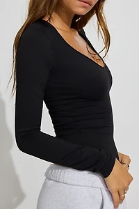 Sleek V-Neck Long Sleeve Top