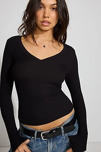 Serene Deep V-Neck Long Sleeve Top
