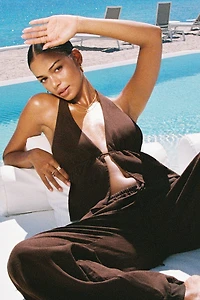 Linen Tie Back Halter Top