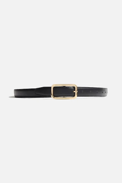 Rounded Rectangle Slim Faux Leather Belt