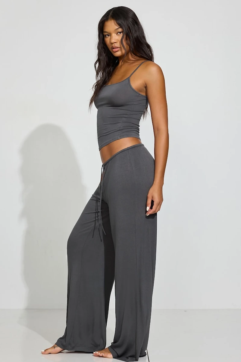 Sheer Ribbed Slouchy Pants