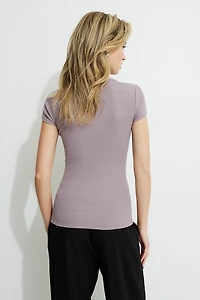 Olive Ribbed Crewneck T Shirt