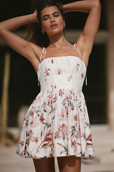 Bow Strap Flared Mini Dress