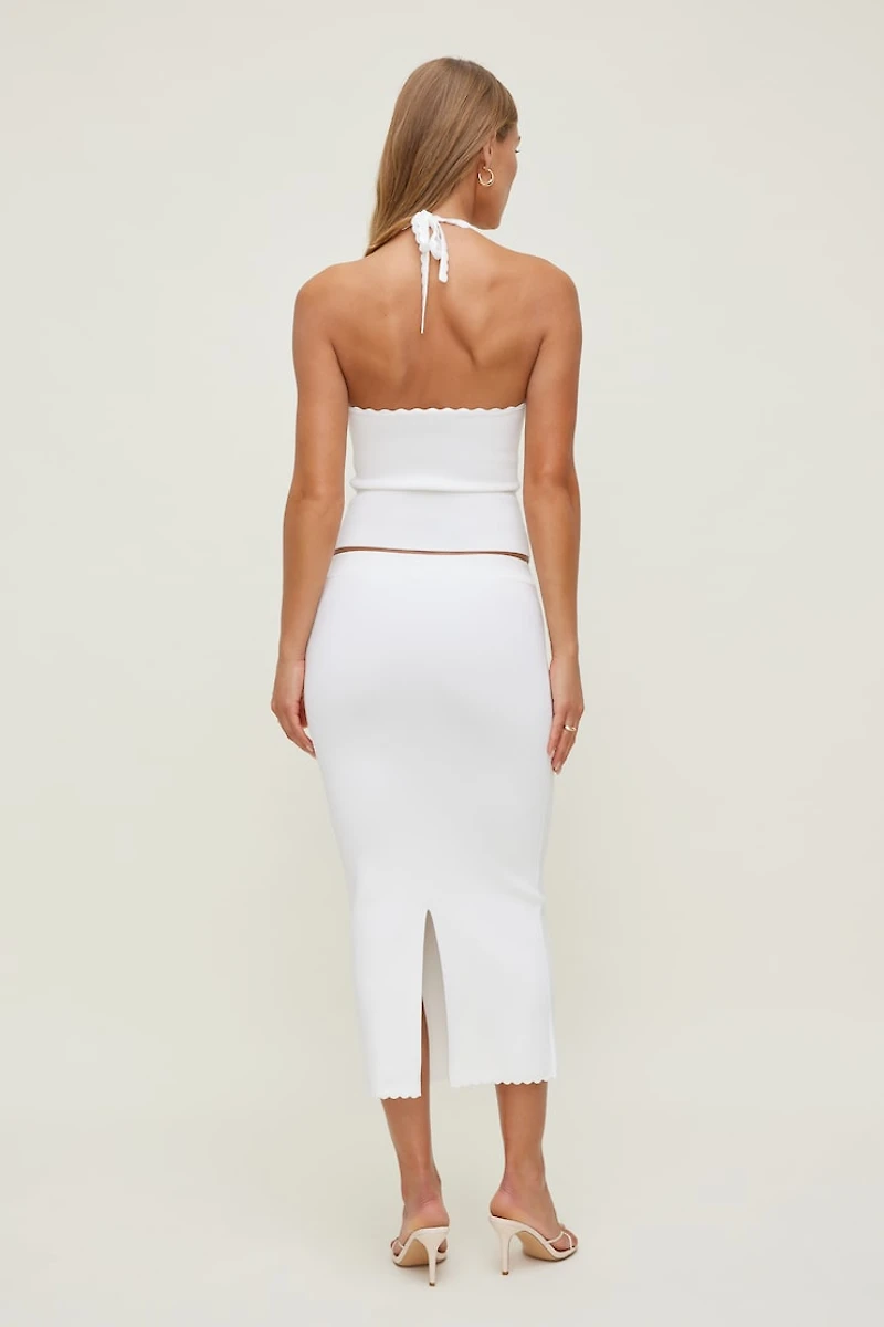 Scallop Trim Sweater Halter Top