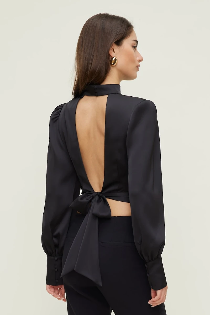 Open Back Satin Blouse