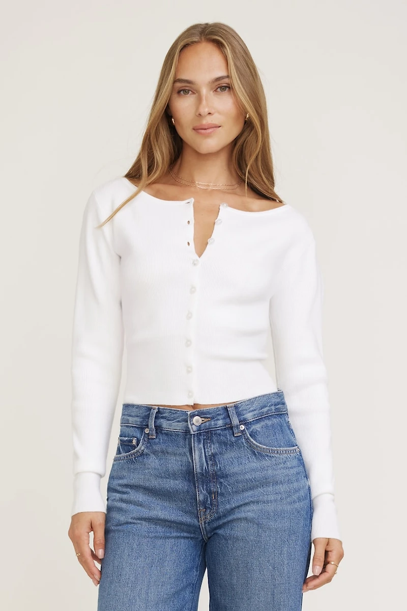 Cardigan côtelé à ourlet cintré Sara