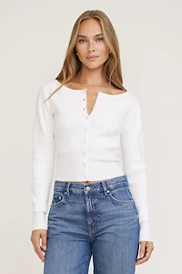 Cardigan côtelé à ourlet cintré Sara