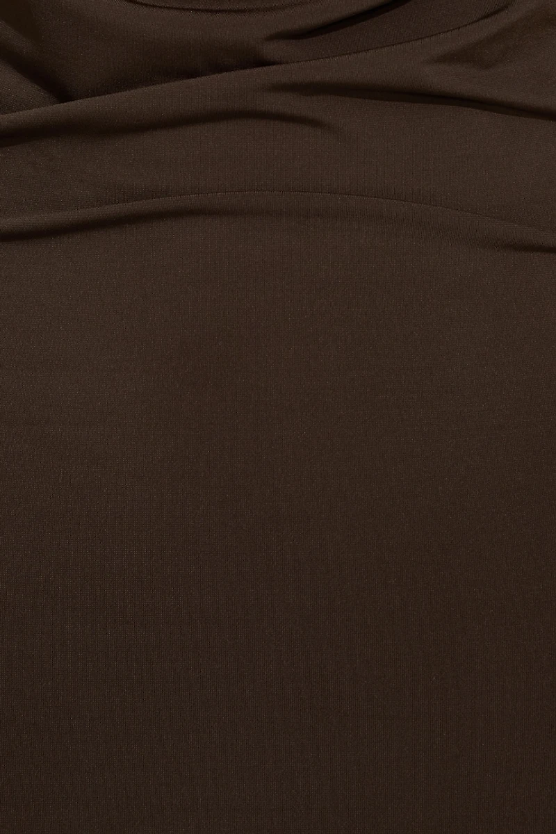 Deep Plunge Cowl Neck Mini Dress