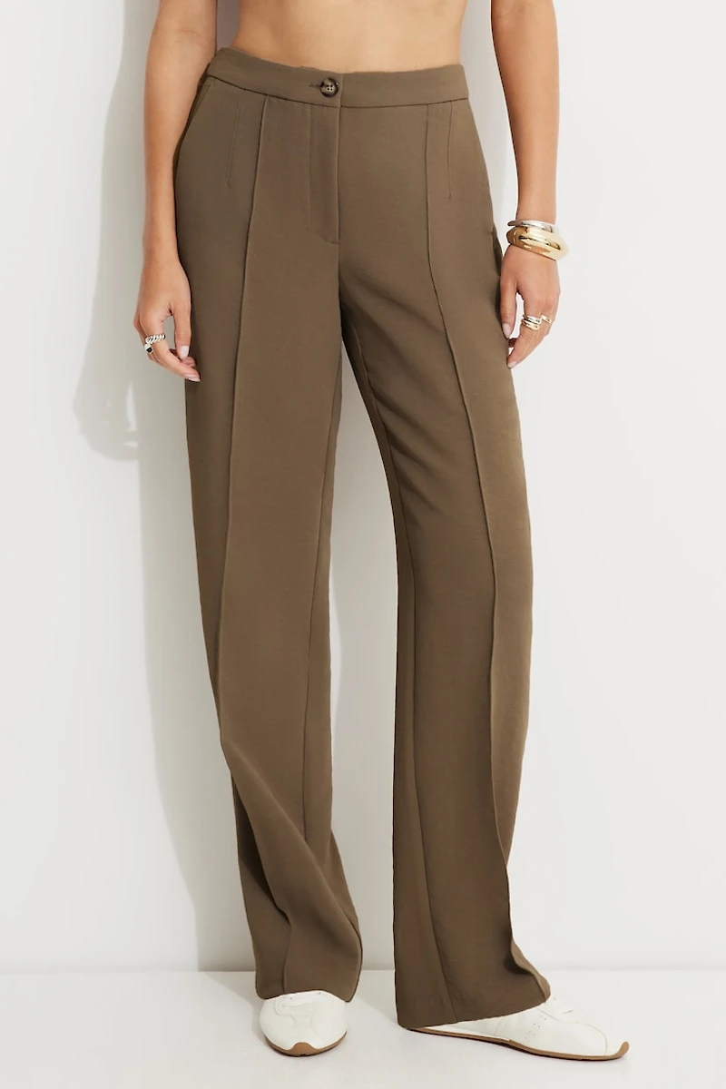 Pintuck Straight Leg Pants