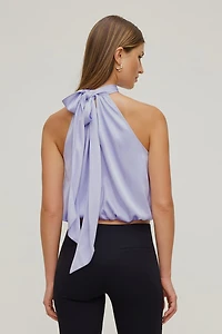 Paloma Bubble Satin Halter Blouse