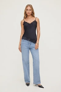 Cassie Asymmetric Lace Satin Cami