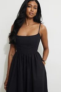 Bustier Poplin Maxi Dress