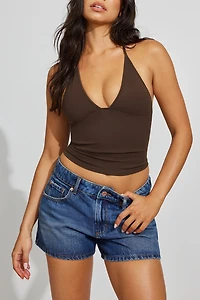 Denim Relaxed A-Line Shorts