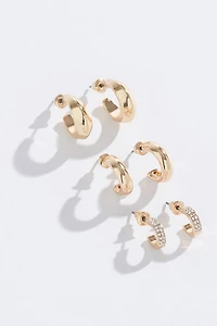 3 Pack Mini Hoop Earrings