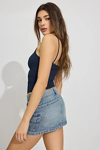 Denim Cargo Skort