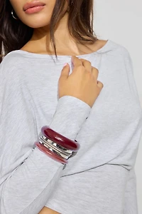 Ensemble de 6 bracelets rigides en métal et en résine