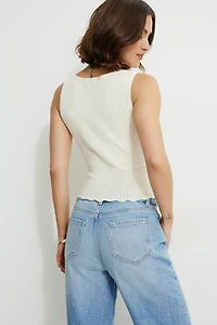 Boat Neck Pointelle Tank Top