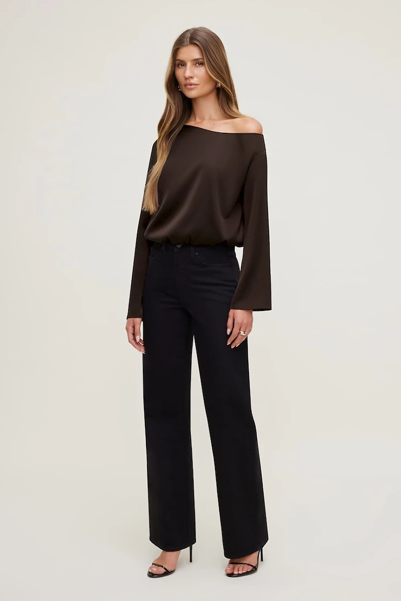 Off Shoulder Satin Blouse