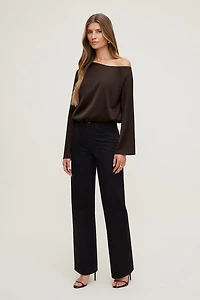 Off Shoulder Satin Blouse