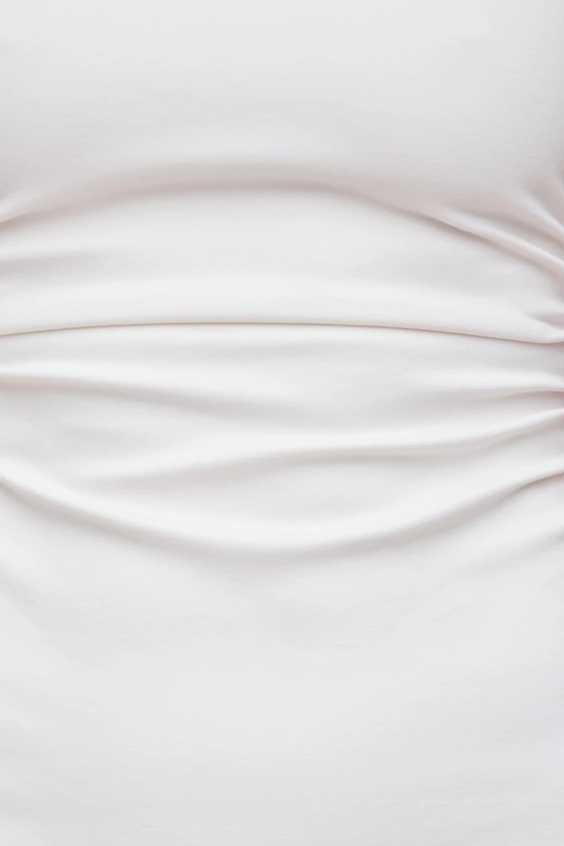 Robe midi en point de Rome à col rond