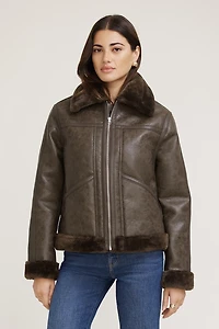 Faux Shearling Aviator Jacket