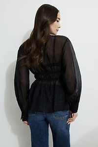 Blouse ouverte à l’avant en organza
