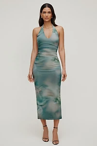 Robe maxi en maille à col licou Reia