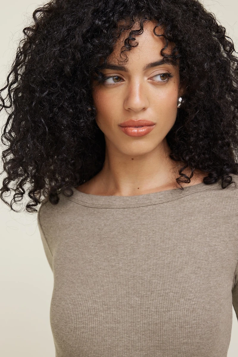 T-shirt côtelé Nola à manches longues