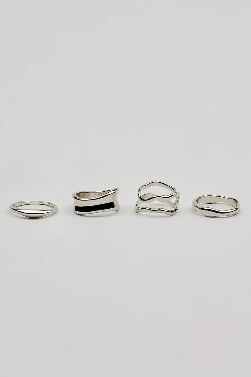 Set of 4 Wavy Minimal Rings