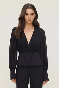Sheer Wrap Blouse