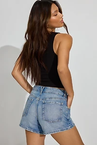 Denim Relaxed A-Line Shorts