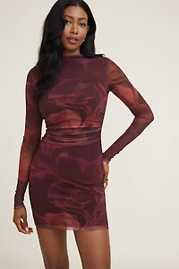 Alaia Shirred Mesh Mini Dress